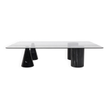 Vintage Italian Rectangular Marble Coffee Table with Glass Top