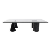 Vintage Italian Rectangular Marble Coffee Table with Glass Top