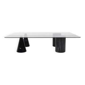 Vintage Italian Rectangular Marble Coffee Table with Glass Top