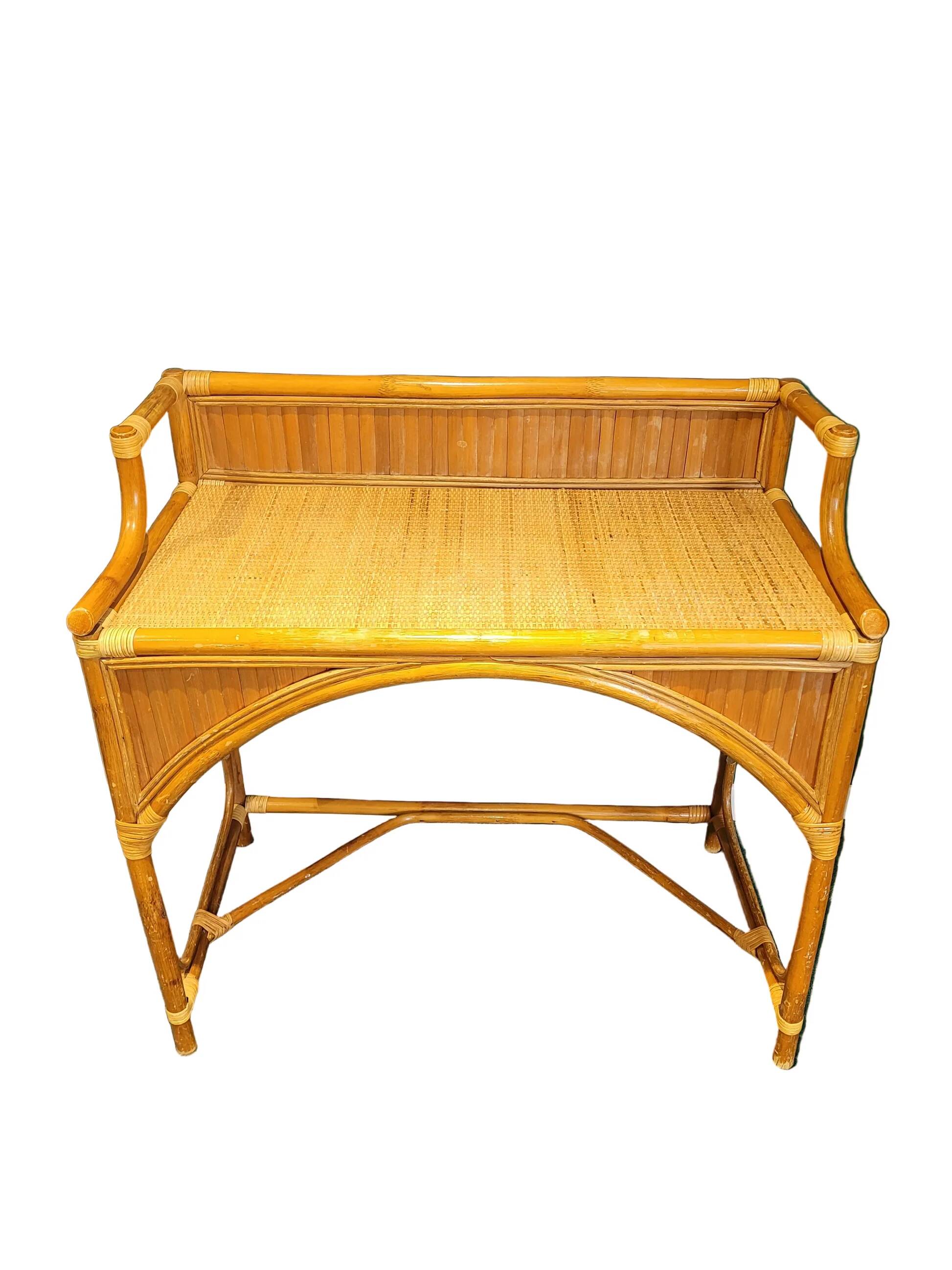 Vintage bamboo and rattan desk