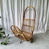 Vintage rattan log holder