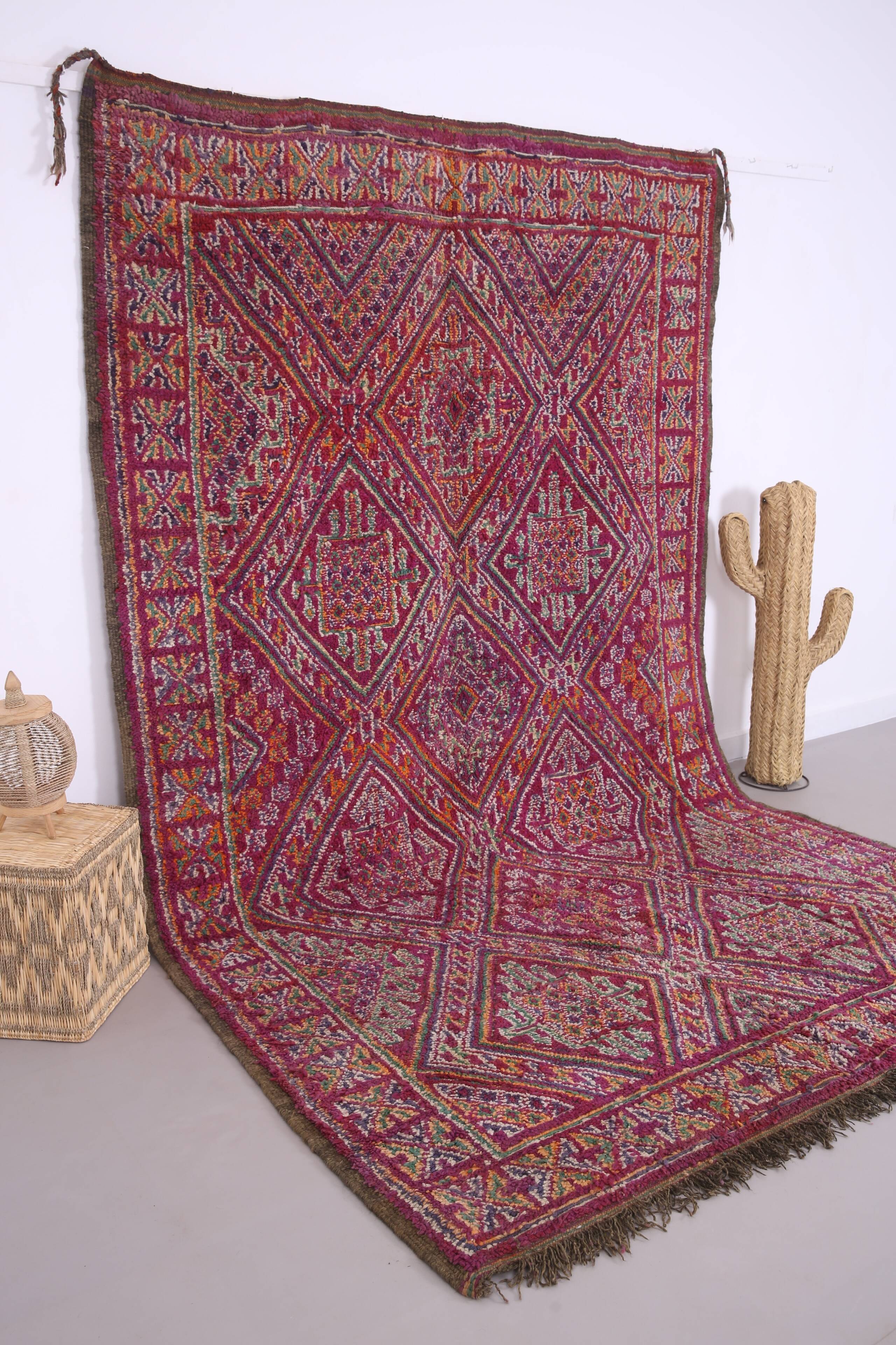 Vintage Moroccan Rug 203 x 340 cm - Moroccan Rug Purple - Berber rug Old