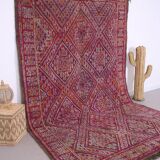 Vintage Moroccan Rug 203 x 340 cm - Moroccan Rug Purple - Berber rug Old
