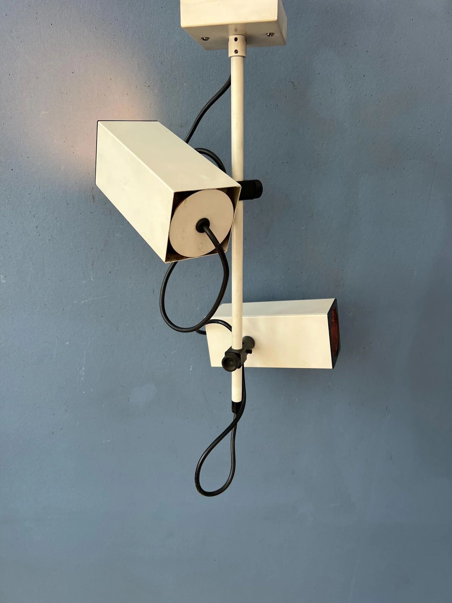 Vintage Philips beige downrod ceiling lamp