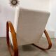 Fauteuil bois courbé rocking-chair des annees 50 style art deco design français bois et bouclette