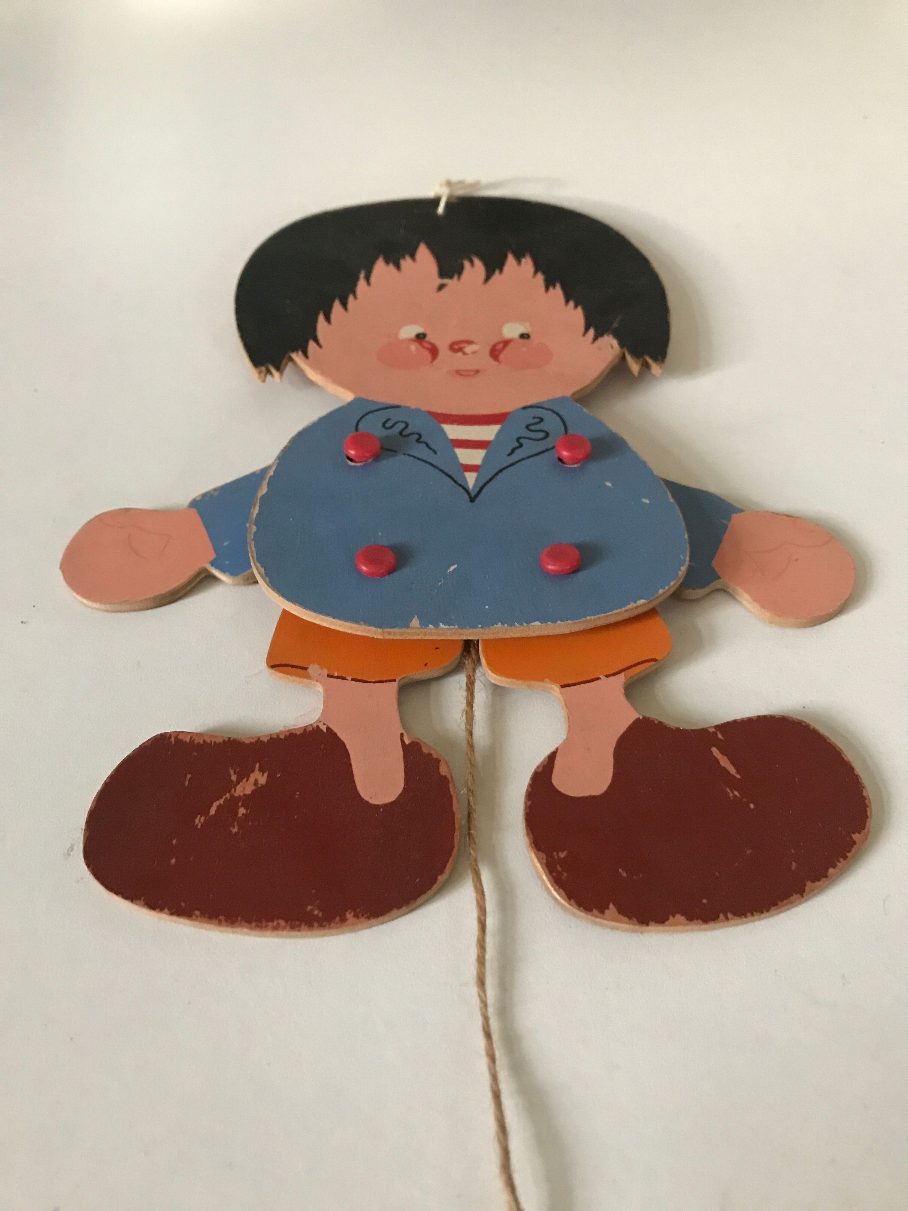 Articulated puppet vintage decoration children's room 60s