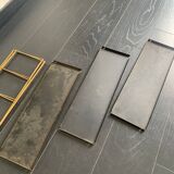 Vintage 1960 String wall shelf in black and gold - 60 x 48 cm