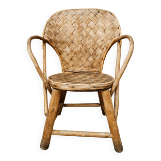 Children's armchair in chestnut basketry