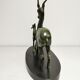 Superbe Statue Art Déco Antilopes Régule patine verte