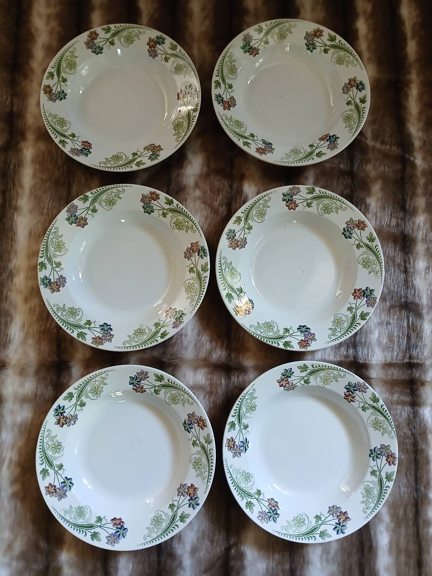6 antique deep plates U&C Sarreguemines