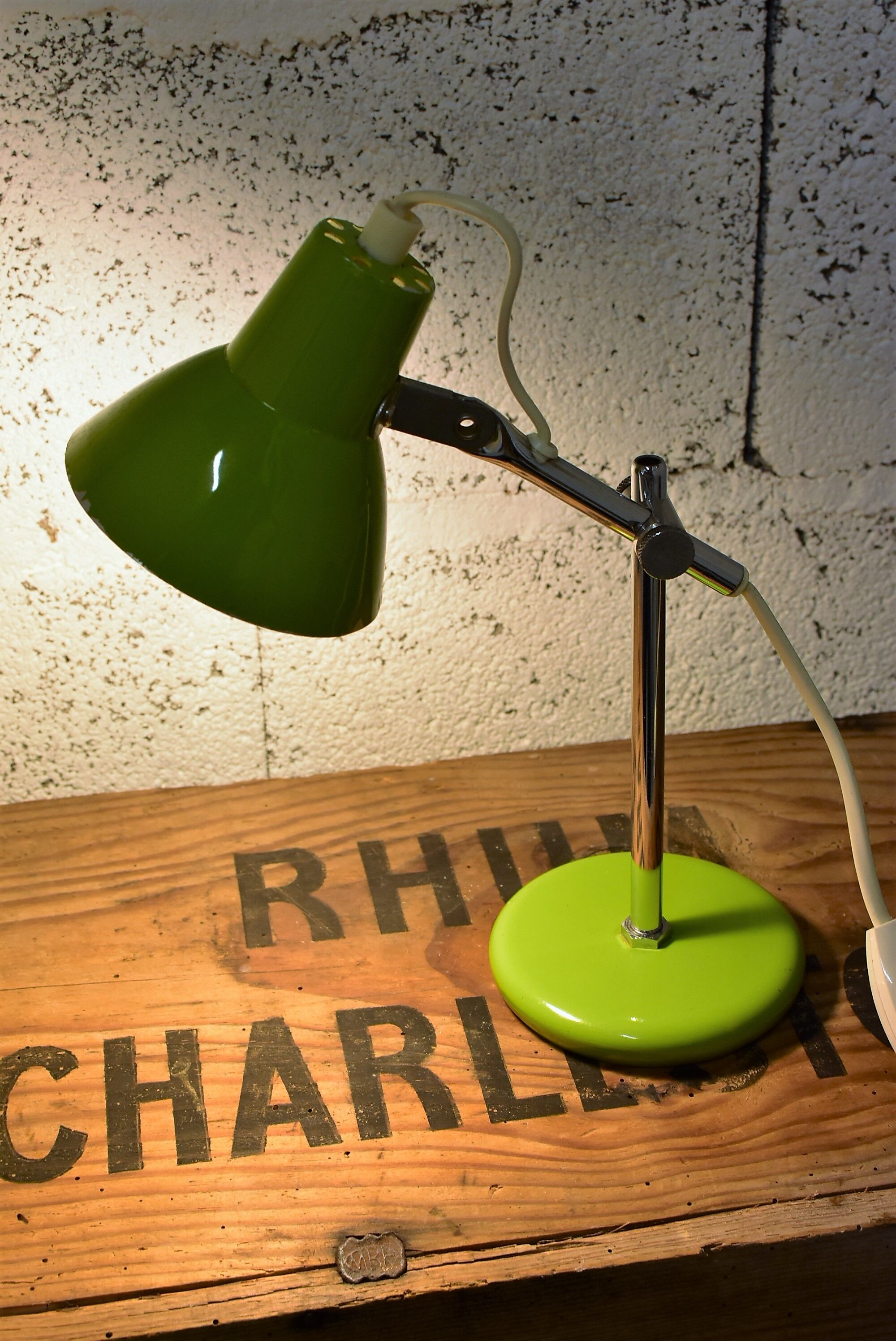 Small green bedside lamp