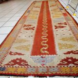 Tapis Couloir Vintage Turc Melas, Années 1950, Élégance et Authenticité