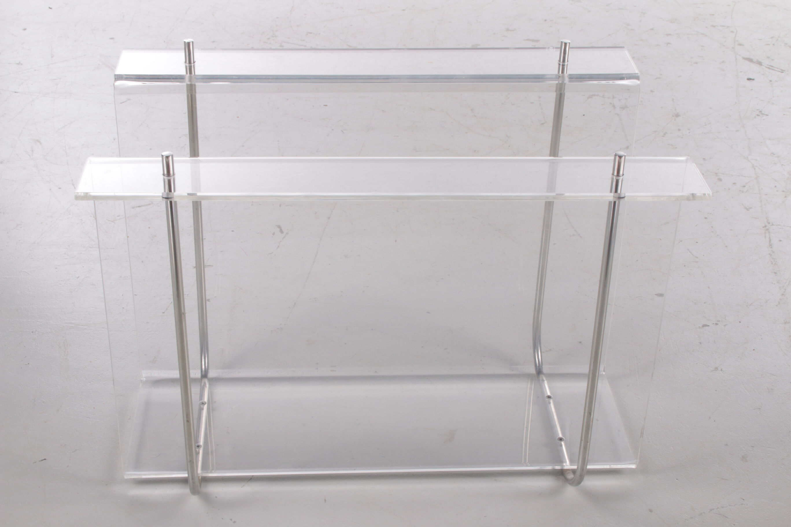 Plexiglass Storage rack with metal accents, 1970