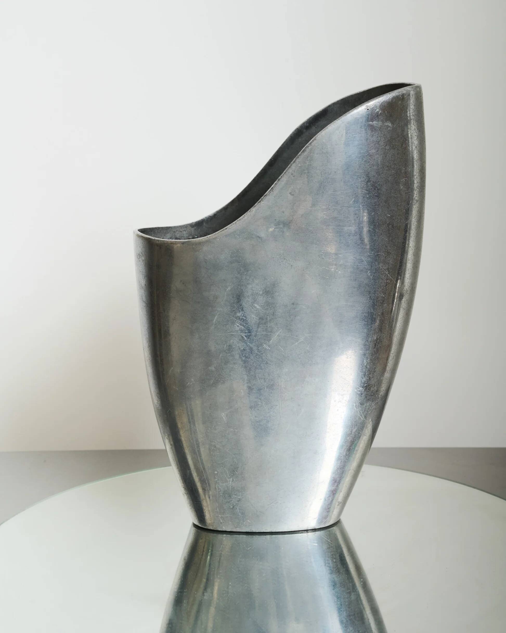Aluminium cast vase, in the style of Anne Efverlund, 1970-1980.