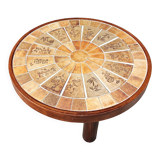Round herbarium coffee table, vintage 60s