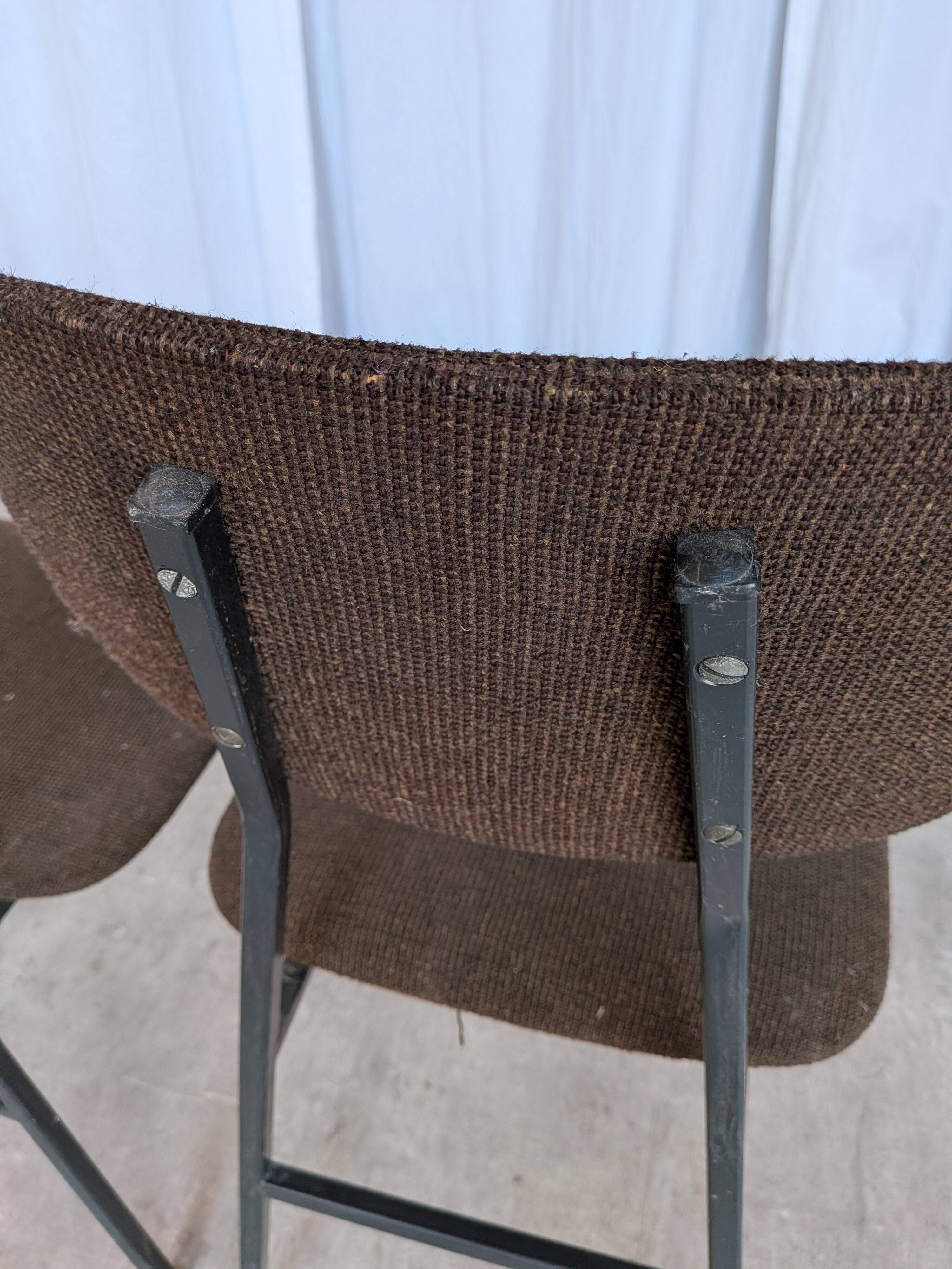 Chaises de salle à manger STOL Kamnik vintage (ensemble de 4) : tissu marron rétro des années 1970
