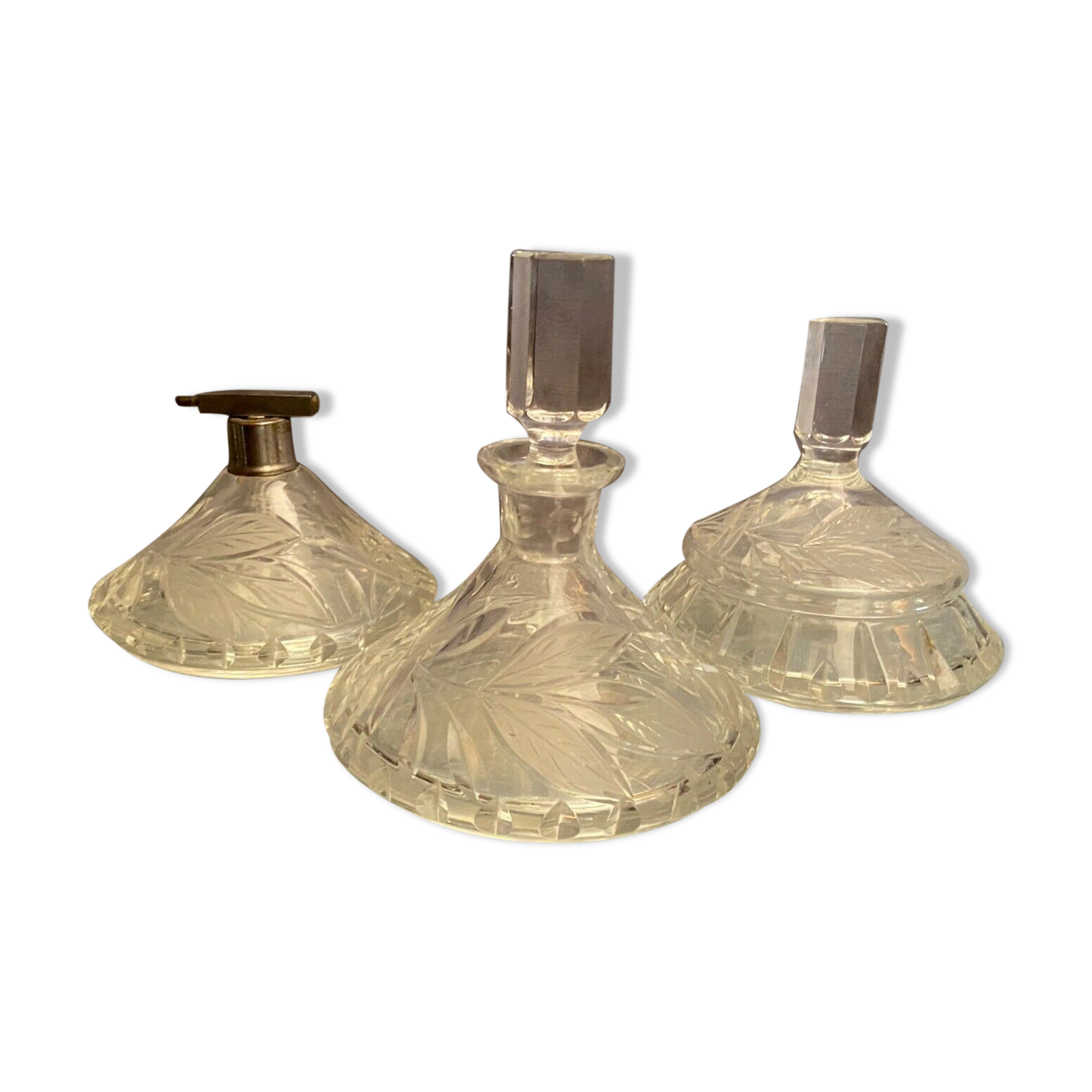 Bohemian crystal set with carved decoration