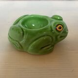 Green ceramic frog egg cup