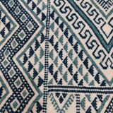 Handmade traditional white and blue carpet, 152x76 cm