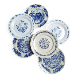 Assiettes plates bleu vintage