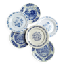 Assiettes plates bleu vintage