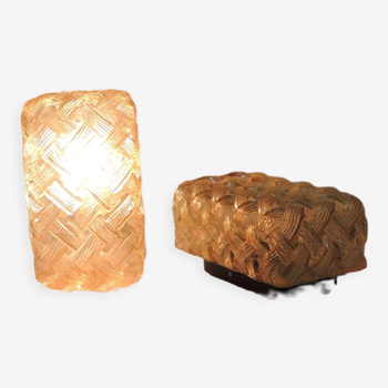 Amber and canned glass ceiling lamps for retro furniture from the 50s-60s/vintage