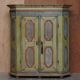 European Hand-Painted Wardrobe in Solid Oak circa 1800