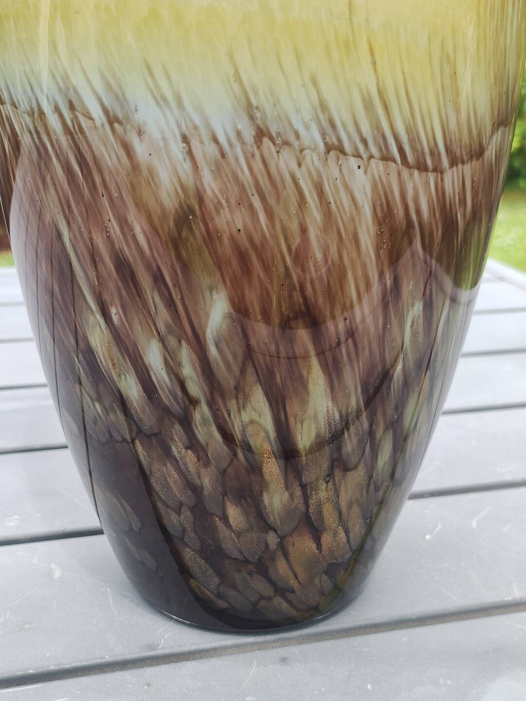 Large Cylindrical Vase in Murano Blown Art Glass/Gold Glitter
