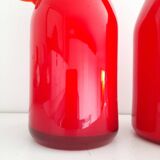 Set of 2 red opaline carafes