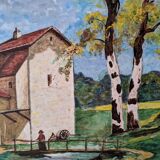 G Paul (20th century school) House by the river Oil on canvas Signed lower right Framed
Painting signed G Paul mill lake characters and trees
Very good condition 
Dimensions of the painting 50 cm x 35 cm 
Dimensions of the wooden frame with slight wear 64 cm * 49 cm (Depth about 6 cm)