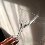 6 crystal water/wine glasses with flat ribs, vintage