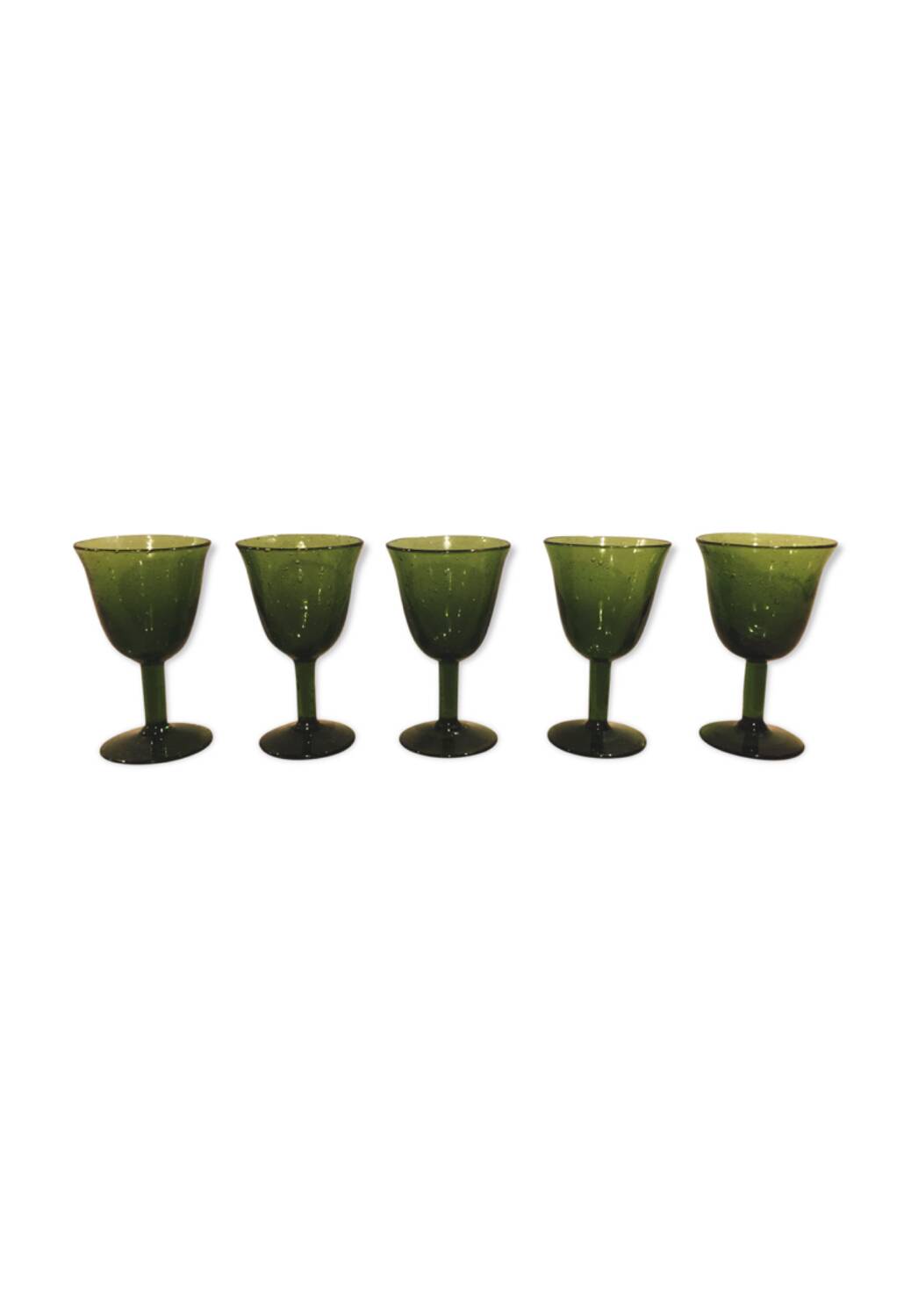 Set of 5 antique blown glass bubble glasses.