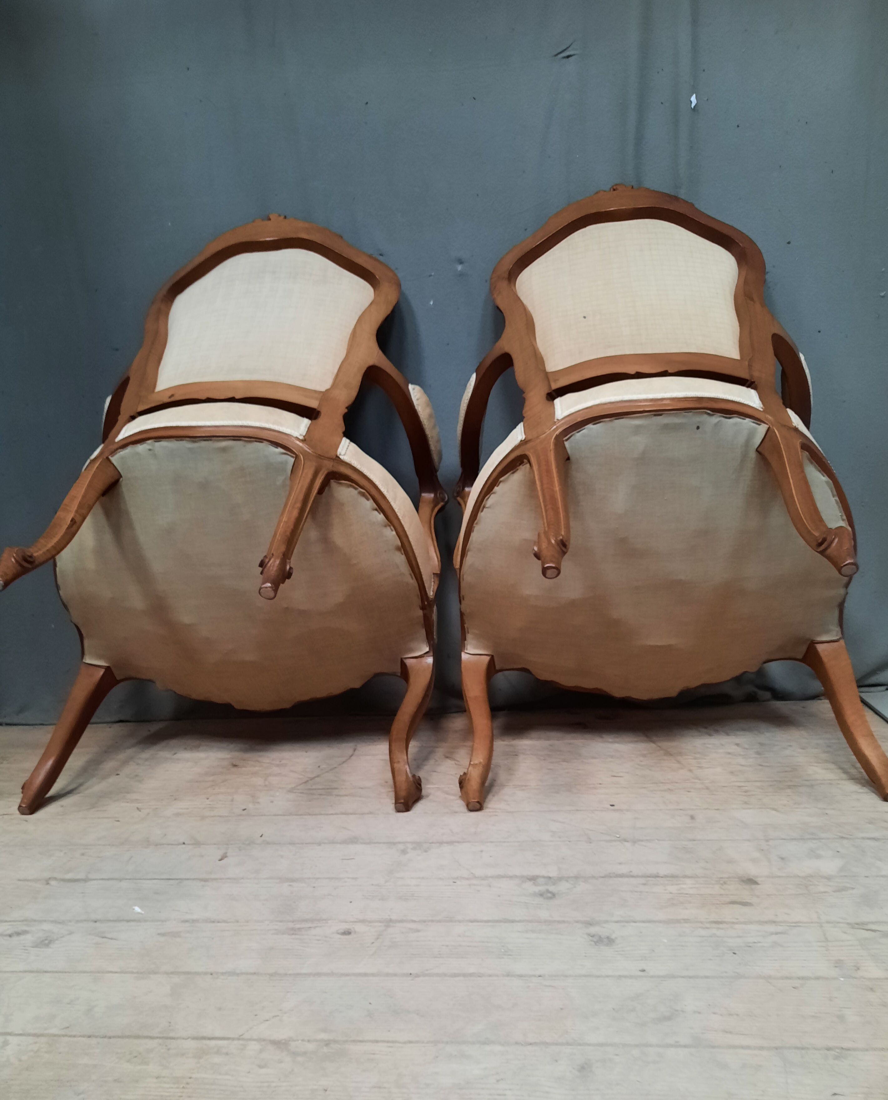 Pair of Louis XV style armchairs