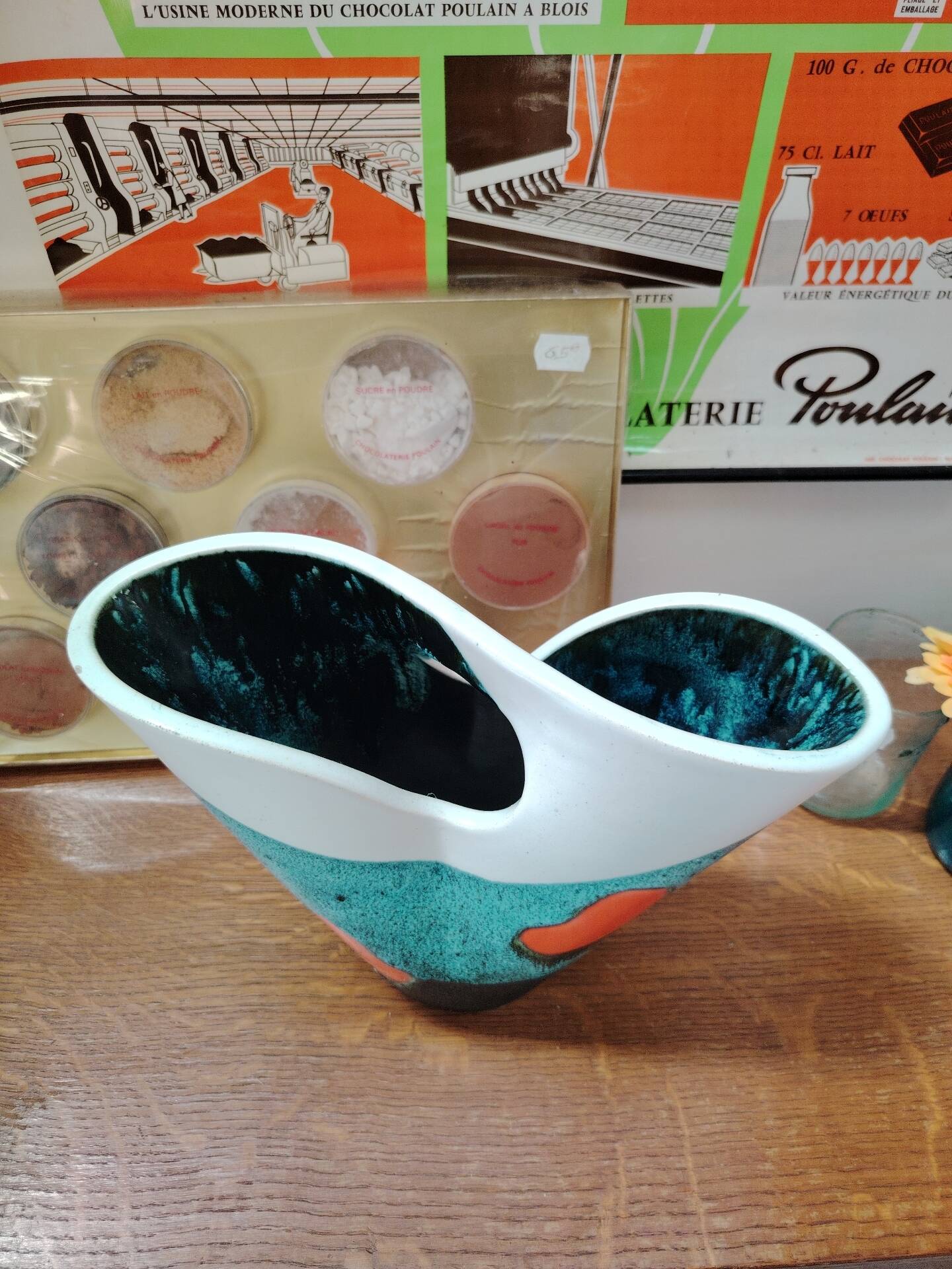 Important vase forme libre en céramique d'art par Elchinger - 1950