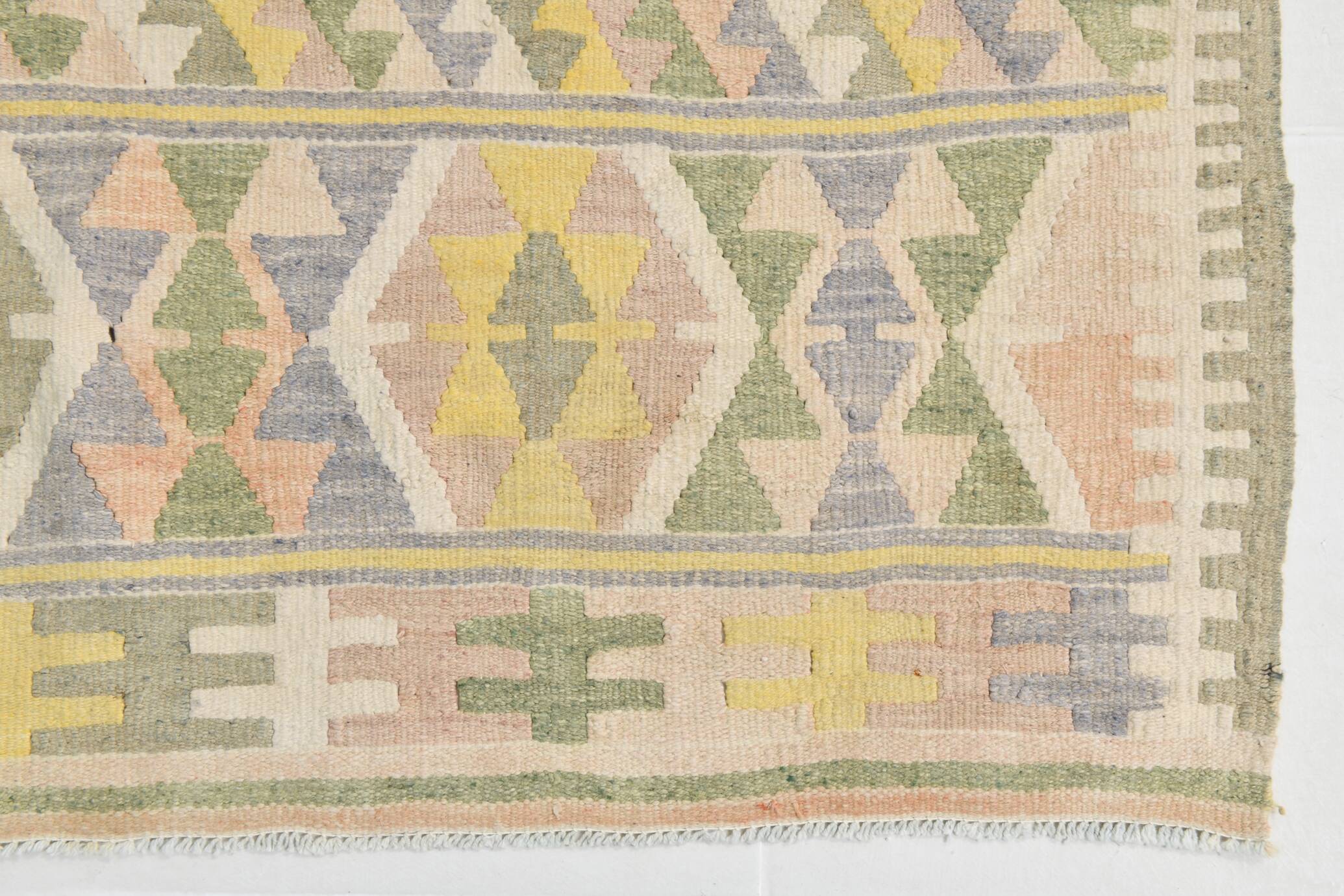 Tapis Kilim Vintage Laine Fait Main, Bohème, Motifs Géométriques, 149X247Cm