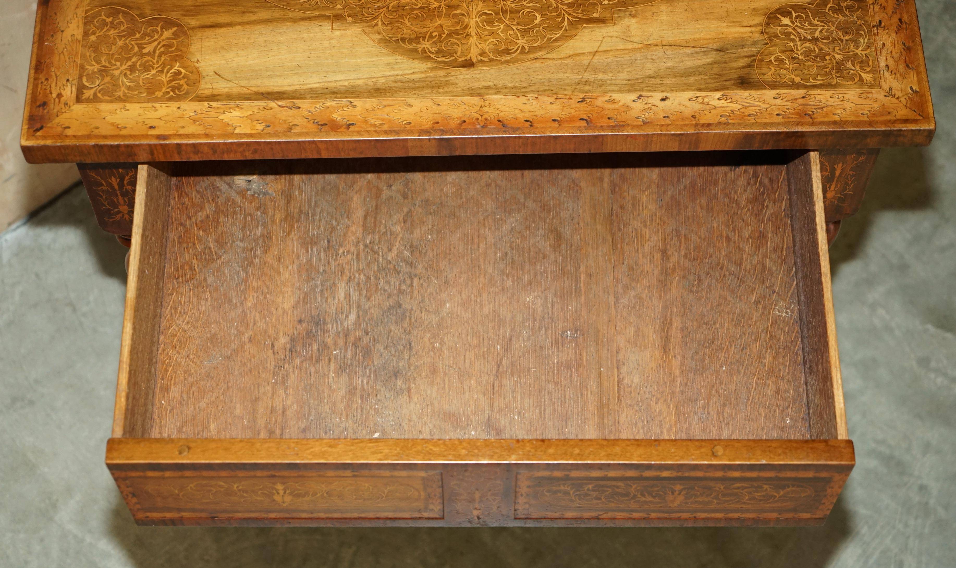 William & Mary antique marquetry drawer desk in Seaweed style.