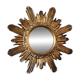 Golden sun mirror in wood, vintage, 1950s, made in Italy.