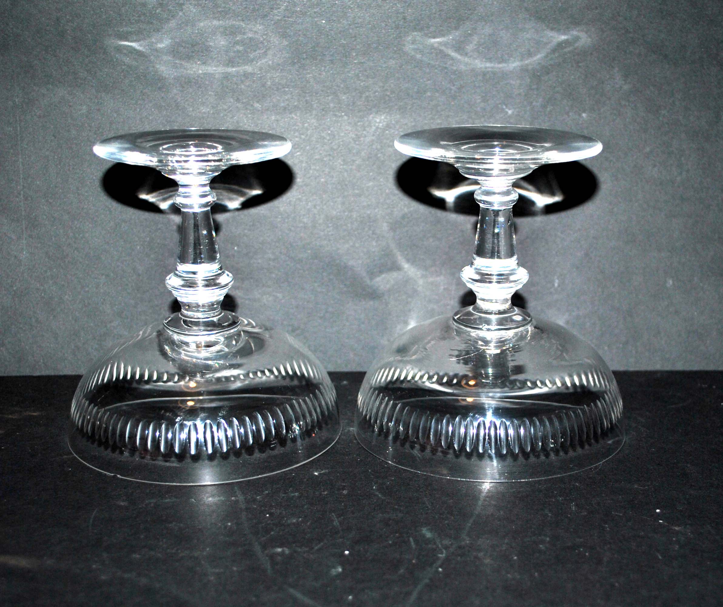 Set of 2 antique champagne glasses in cut crystal 1900 frieze Oves 11cm