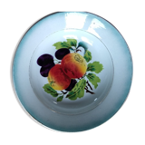 Round dish in Earthenware St Amand decorated with fruit apples and plums