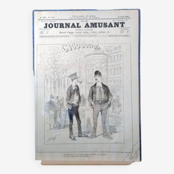 un croquis dessin illustrateur Stop   issue revue d'époque : Le Journal Amusant année 1894