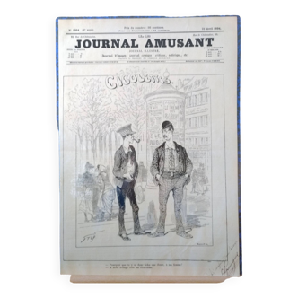 a sketch drawing illustrator Stop issue period magazine: Le Journal Amusant year 1894