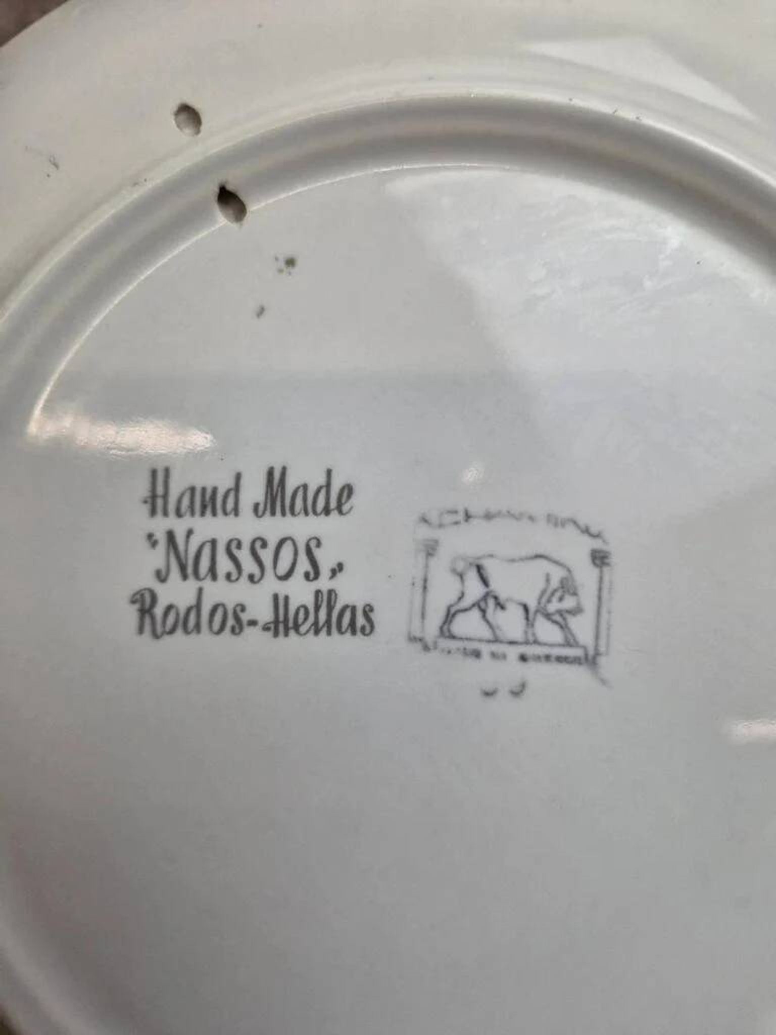 Vintage decorative plate Nassos Rodos-Hellas hand-painted