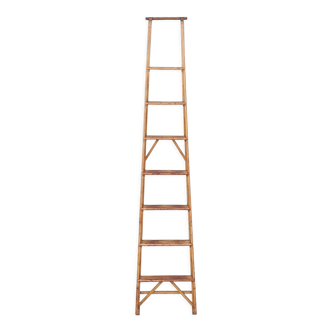 Wood and brass bookcase ladder, 1950s