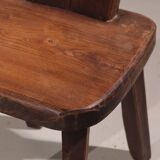Pair of brutalist chairs in solid elm