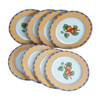 Assiettes plates décor fruit de la "fine royal porcelain"