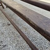 Pair of rustic solid oak farm benches 19th century - 2m90