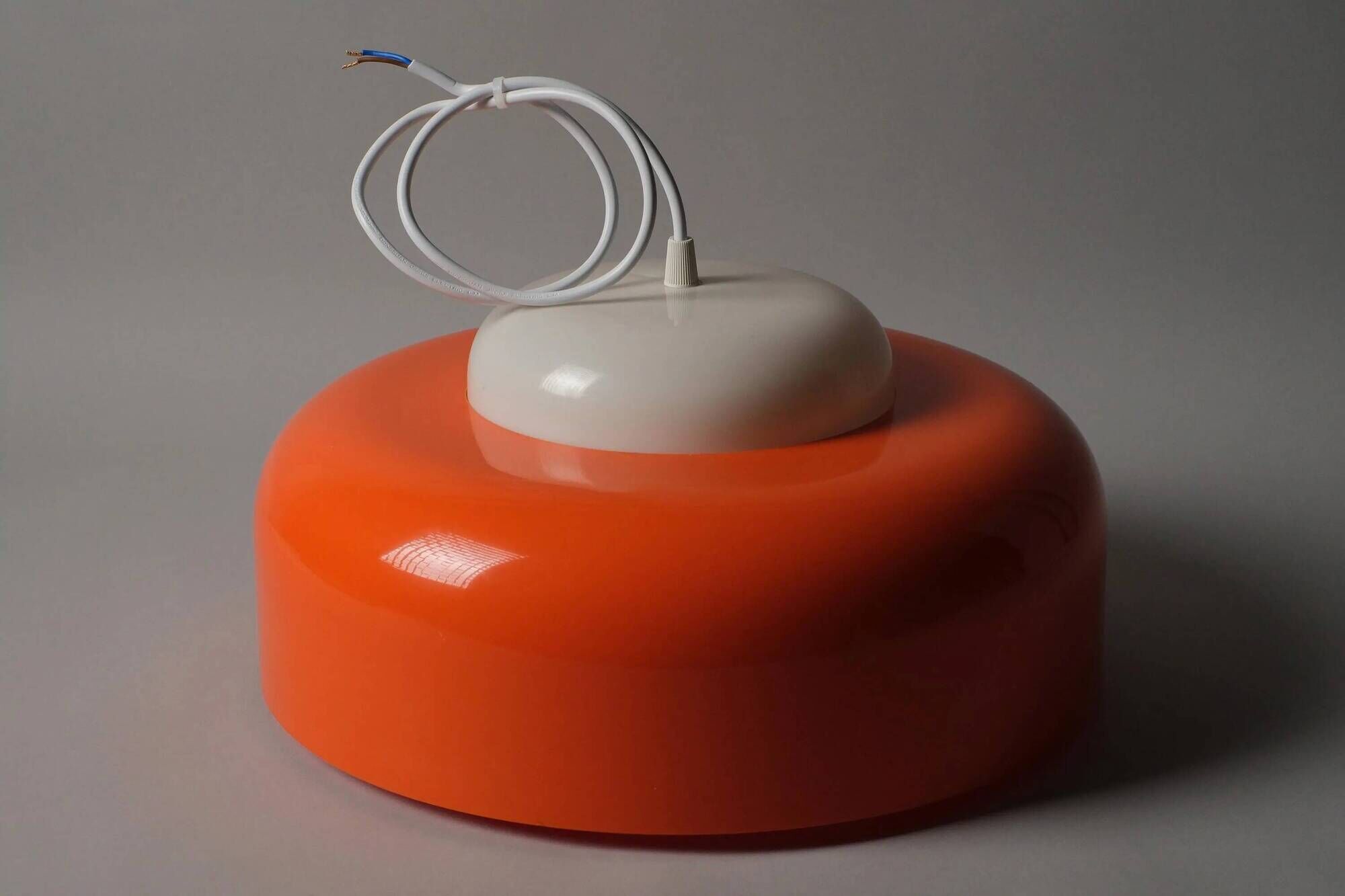 Fagerhults Belysning Pendant Lamp, Orange & White Acrylic, 1960s Space Age Design, Sweden