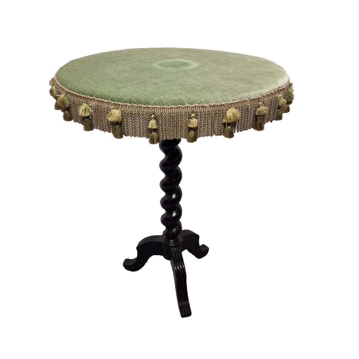 Table française ancienne avec velours et franges, fin du XIXe siècle