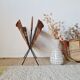 Vintage wicker and metal magazine rack