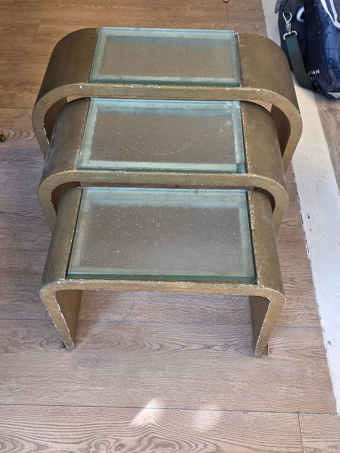 3 nesting tables, space age, circa 1970.